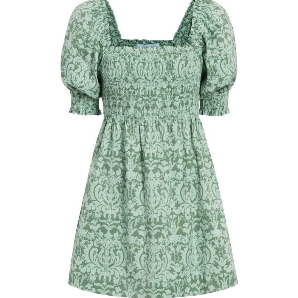 NWT HILL HOUSE HOME ATHENA DRESS XS GREEN BROCADE